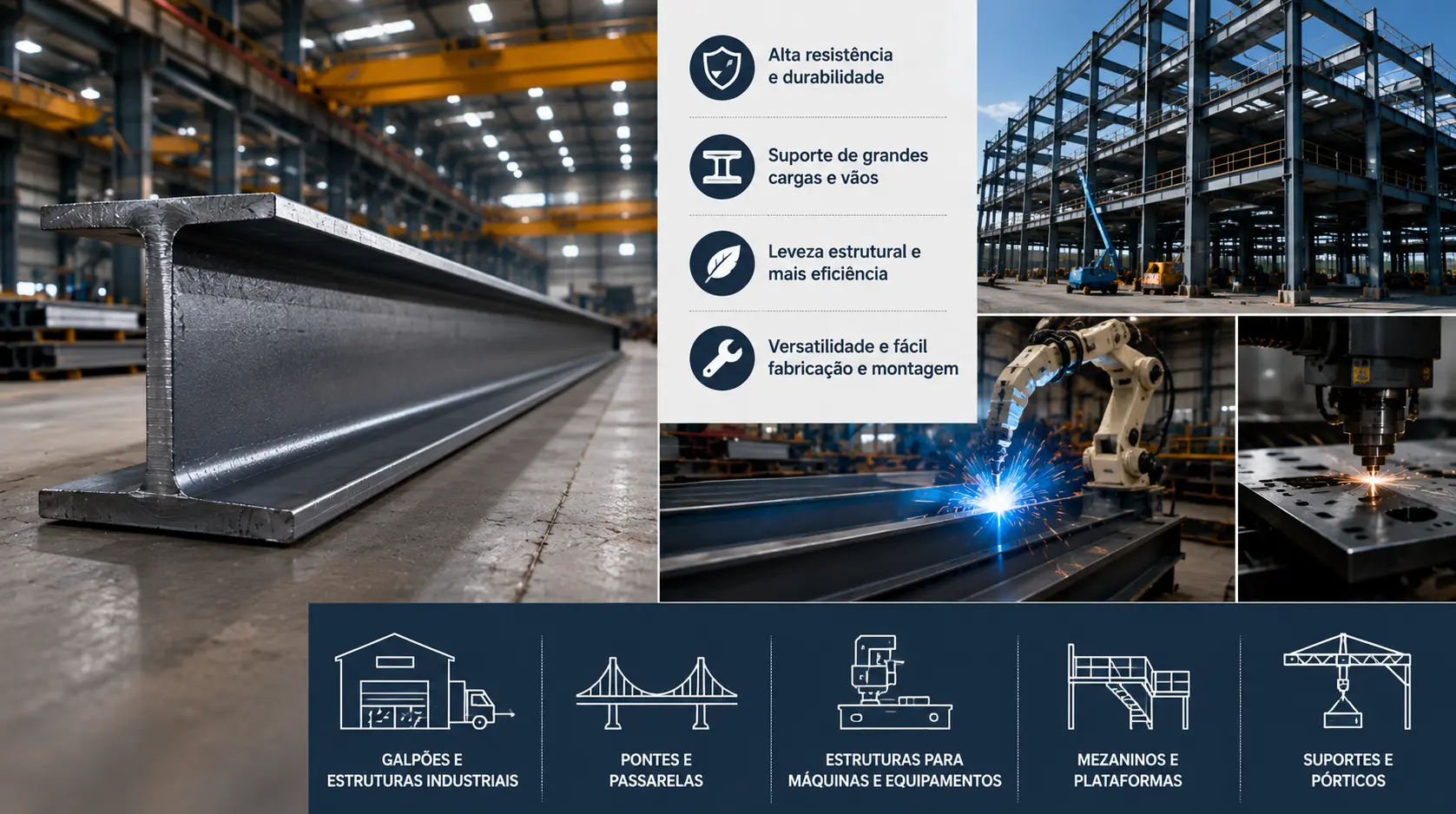 O que é viga de aço e para que serve na construção industrial e no setor metal mecânico